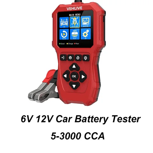Imagen 1 del producto VEHLIVE 5-3000 CCA probador de batería de coche 6V 12V herramientas de escáner de arranque de carga automotriz para motocicleta coche camión SUV