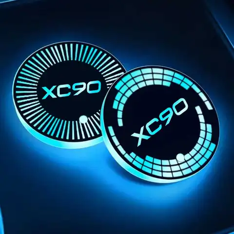 야광 자동차 워터 코스터 컵 거치대 패드, 볼보 XC90 로고 LED 음료 미끄럼 방지 매트, 분위기 조명 액세서리, USB 충전