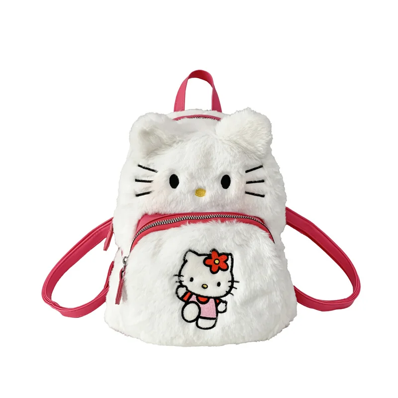 MINISO Sanrio Backpack Kuromi Plush Wallet Card Bag Hello Kitty Schoolbag Cinnamoroll Travel Makeup Storage Girl Pocketbook