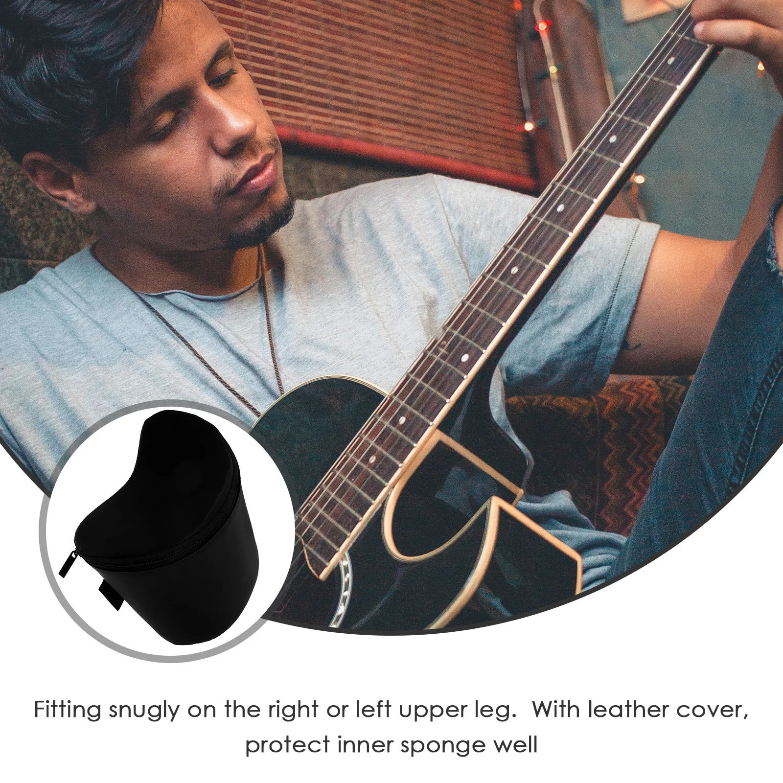 

s Guitar Thigh Pad Cushion Mat Comfortable Sponge Bass Leg Rest Support Pillow Portable Zip Design Cover Fit Left