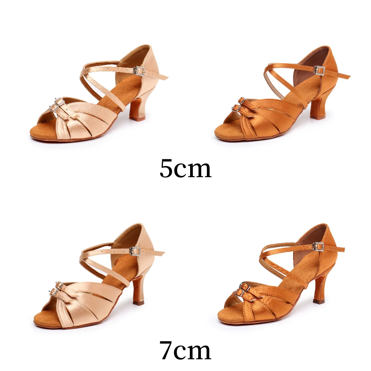 Sandales de Salle de Bal Tango Jazz pour Femmes, avec Structure Réglable, Chaussures Professionnelles à Semelle Souple en Daim, Talon de 7/5cm