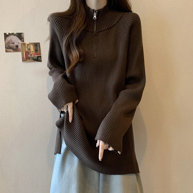 

Осень и зима, новый толстый свитер, женский пуловер с высоким воротом, теплый свободный вязаный базовый свитер, куртка, топы, корейский