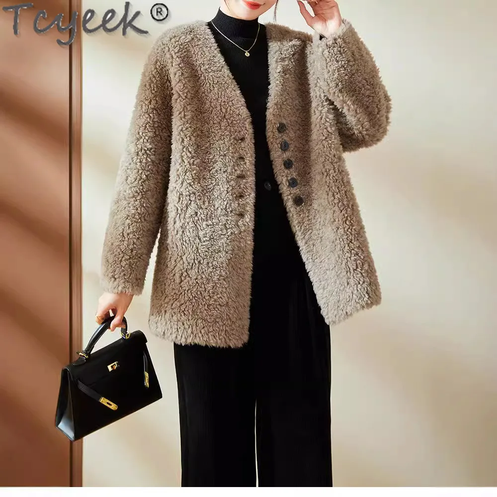 

Tcyeek Sheep Shearling Coats 100% Wool Jacket Warm Winter Coat Women Mid-length Wool Jackets Woman Clothes Jaqueta Feminina