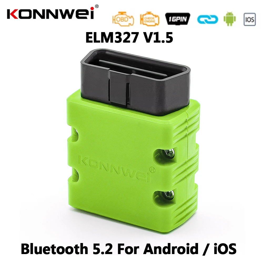 

KONNWEI KW902 ELM327 V1.5 Bluetooth 5.2 Автоматический сканер OBD2 Автомобильный диагностический инструмент OBD 2-кодовый считыватель для Android iOS
