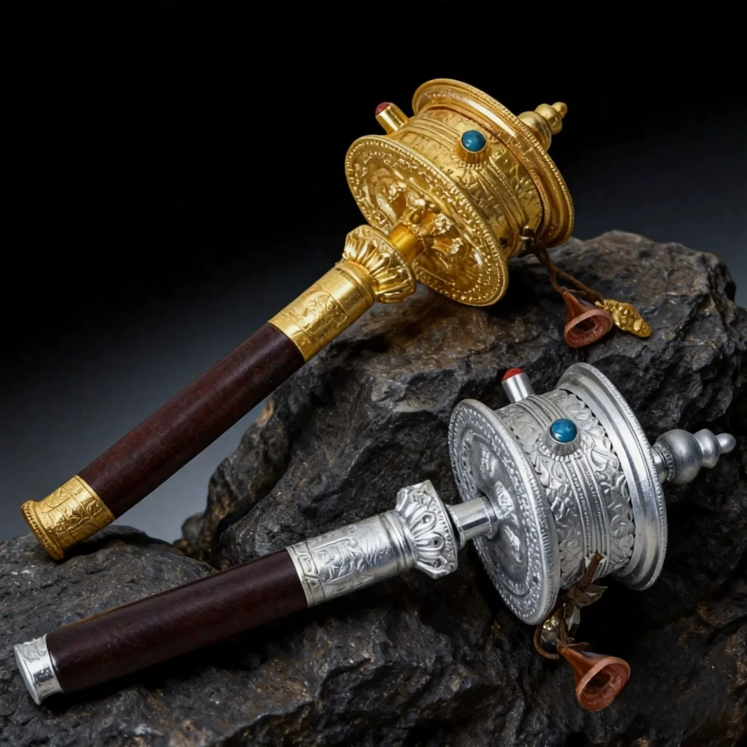 

Tibetan-Style Gold Wheel Ornaments Manual Warp Runner's Warp Barrel Turn Handcrafted Simple Wheel to Gold Barrel Decorative Item