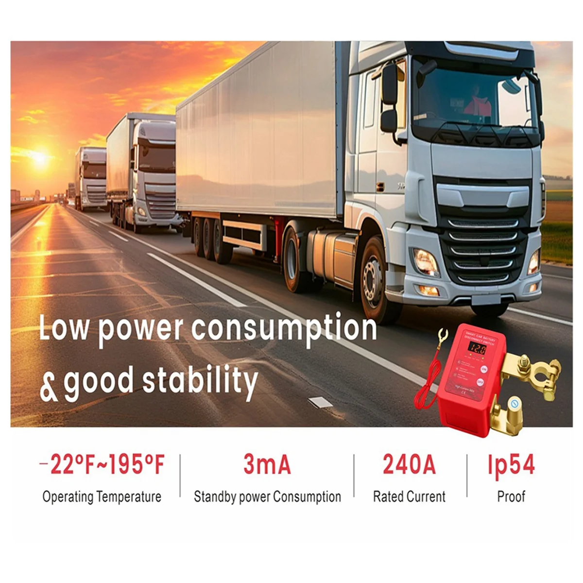 

ABNJ Kill Switch 240A 12V Дистанционный отключатель аккумулятора со светодиодным дисплеем напряжения Автоматическое отключение питания для авто