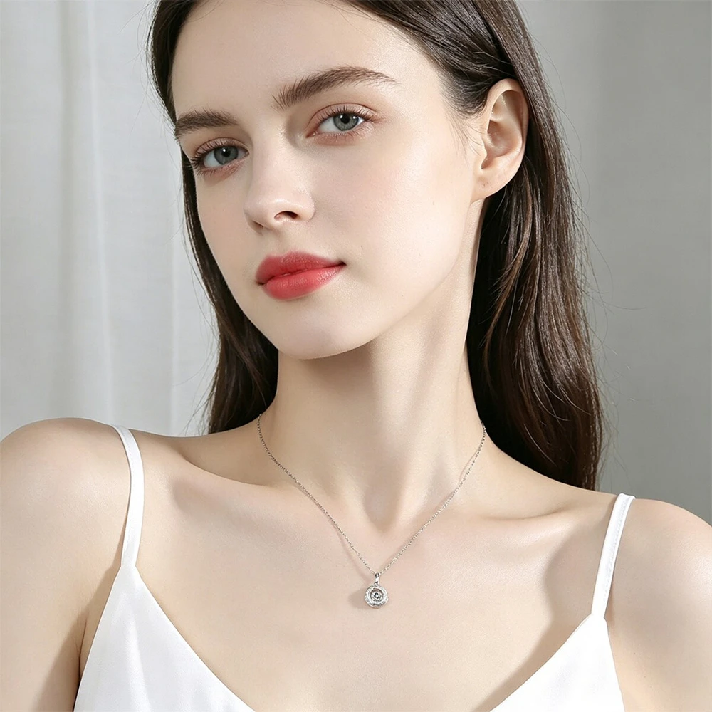 S925 sterling silver floating heart-shaped pendant necklace, women's fashionable temperament luxury jewelry accessory gift