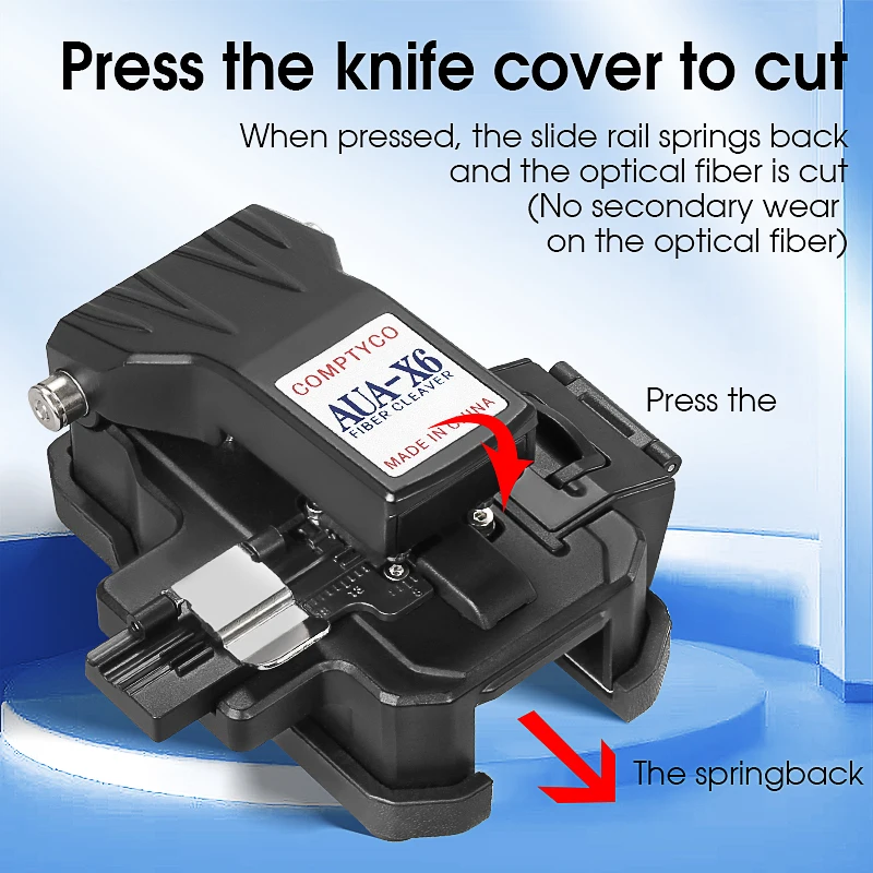 Imagem -02 - Ftth Aua-x6 Fiber Cleaver Alta Precisão Junta Fria Hot Melt Optical Fiber Cutter Knife 16 Ponto Lâmina Ferramentas