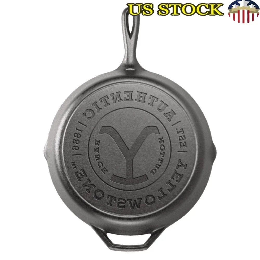

Cast Iron Skillet 10.25 Inch Pre-Seasoned Durable Cookware Searing Baking Grilling Frying Campfire Cooking Authentic Y Design