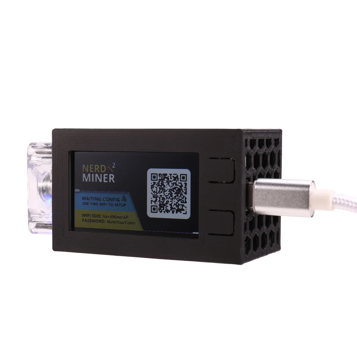 Nerdminer V2 Pro 마이너용 미니 비트코인 복권 채굴기, 발광 선풍기 포함, BTC 솔로 복권 채굴기, 블랙, 78KH/S