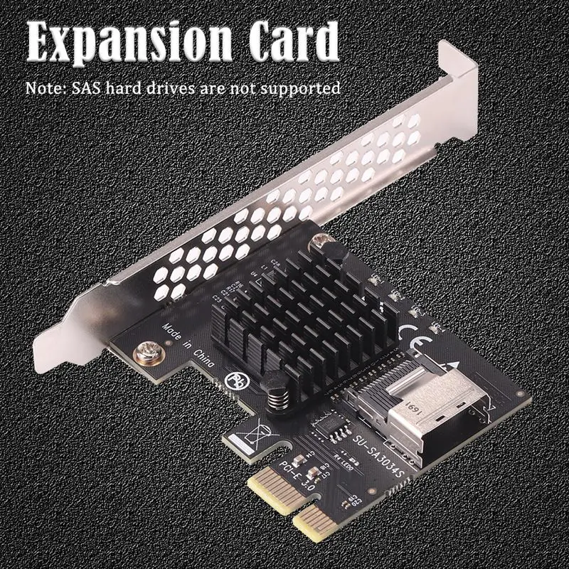 Placa de expansão PCI Express SATA, 4 portas, Mini SAS Interface, Riser Card, Pcie X1, 2.0 Interface, 6Gbps, Kit expansor