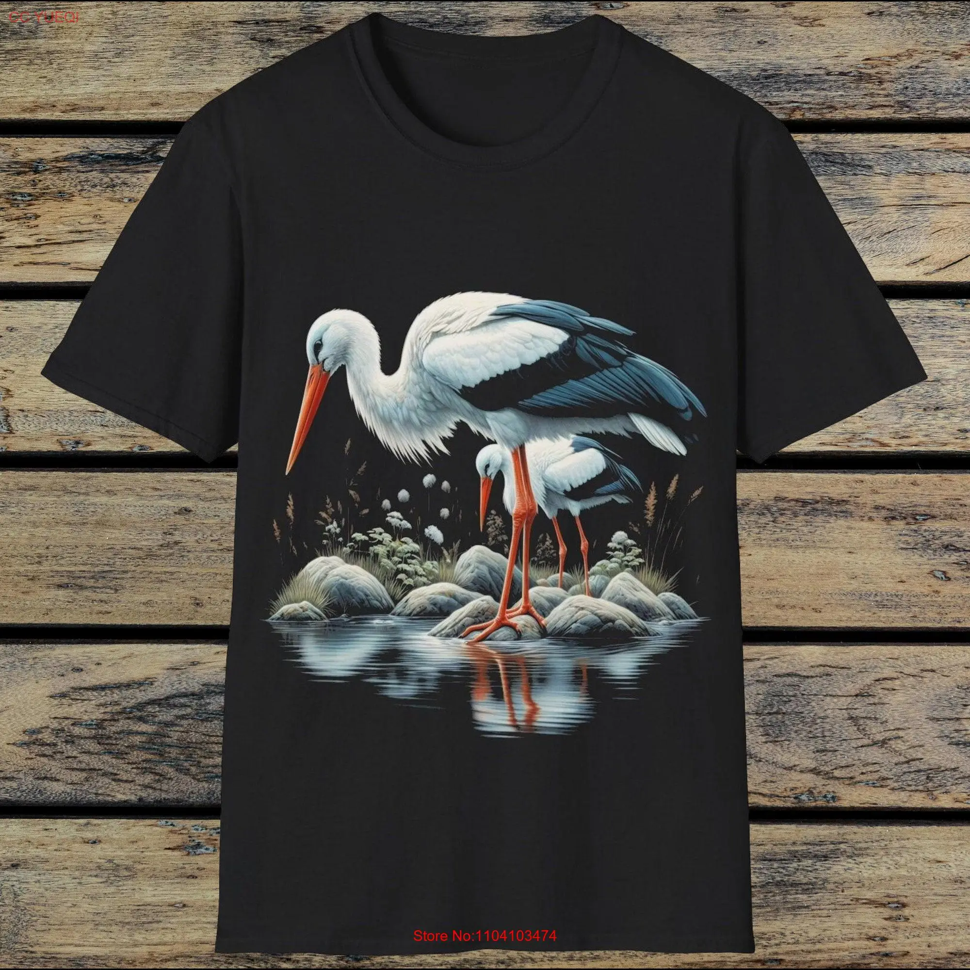 Stork T Shirt Bird Cute Lover  long or short sleeves