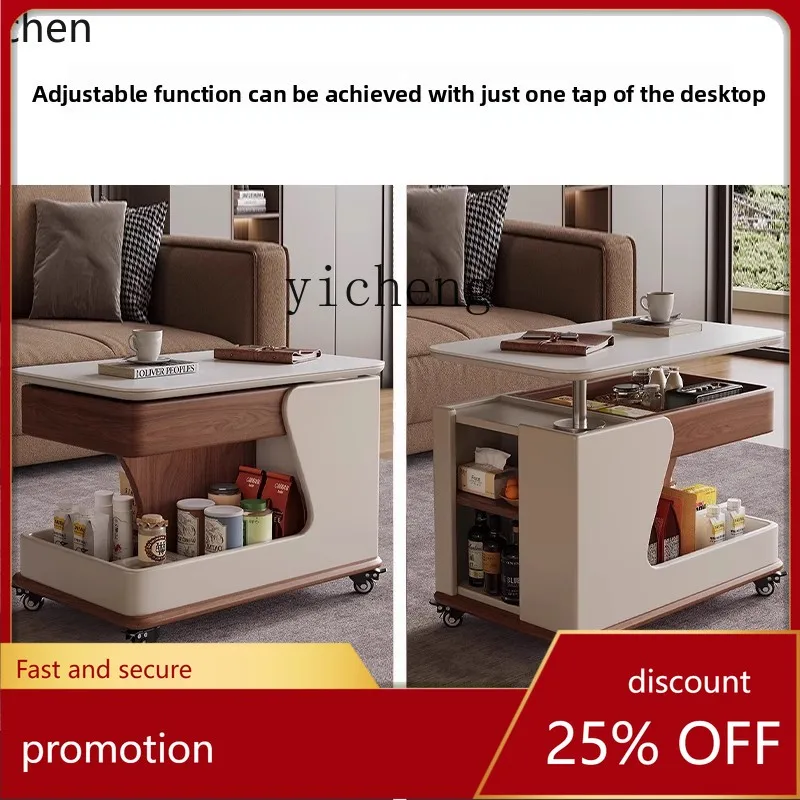 

HXL liftable balcony small apartment living room trolley household solid wood rock slab