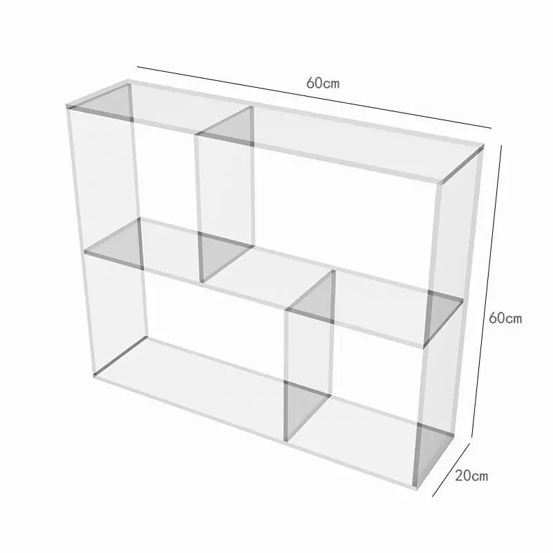 رف كتب صغير فاخر وخفيف الوزن لغرفة المعيشة المنزلية وخزانة كتب شفافة من الأكريليك وشكل رف أرضي بسيط متكامل