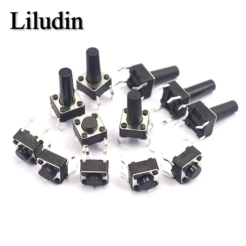 20PCS 6x6mm Panel PCB Momentary Tactile Tact Mini Push Button Switch DIP 4pin 6x6x4.3/5/6/7-20MM 6*6*4.3MM 5MM 6MM 8MM - 20MM