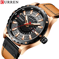 CURREN Mens Watches Top Brand Luxury Casual Quartz Leather Wristwatches Business Male Clock with Date and Luminous hands