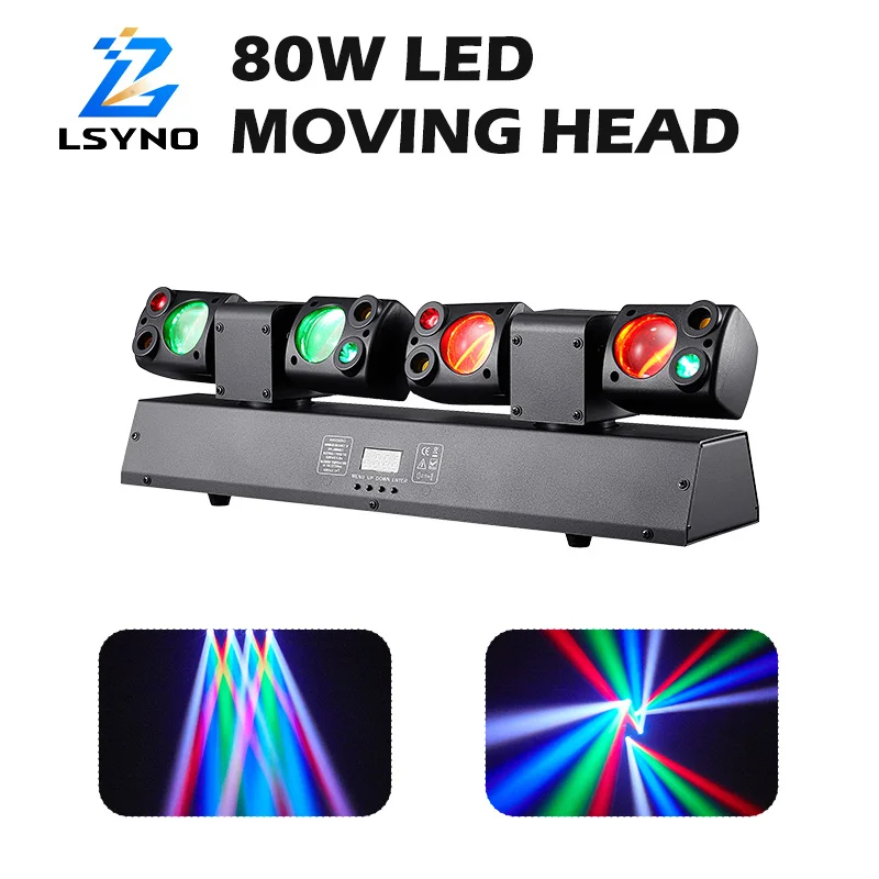 

80W 2-Head Disco Party Light DMX512 Ratating Moving Head DJ Light Remote Control LED Beam Stage Effect For Event Club Birthday