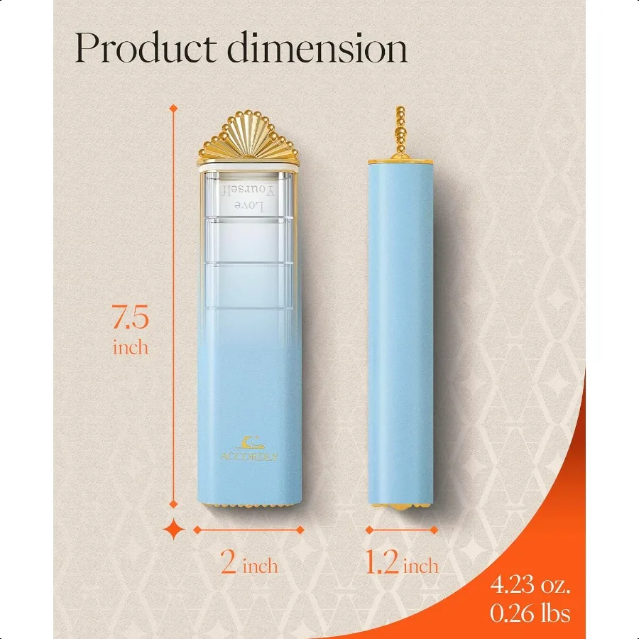 Premium Weekly Pill Organizer 7 Day Cute Compact Pill Case for Purse Fancy Luxury Gold Pill Box Aesthetic Metal Pill Holder for