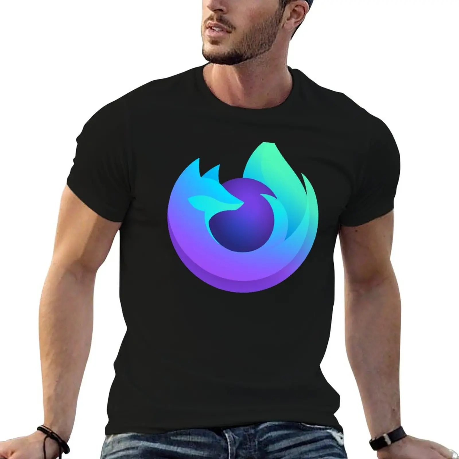 Firefox 2019 Nightly Build Logo تي شيرت أنيمي تي شيرت كبير الحجم تي شيرت رجل عادي تي شيرت