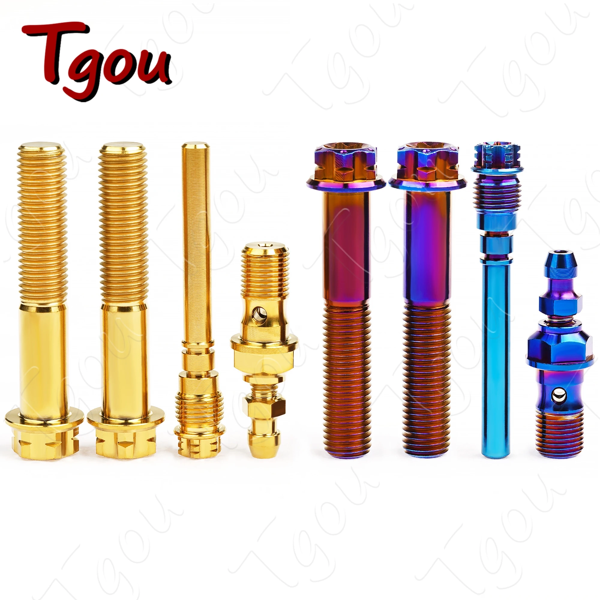 Tgou Titanium Bolt Motorcycle P1.25/1.5 Waterfowl Hex/Flowerhead Edition 4-Piece M10x55 Flange Screws Set