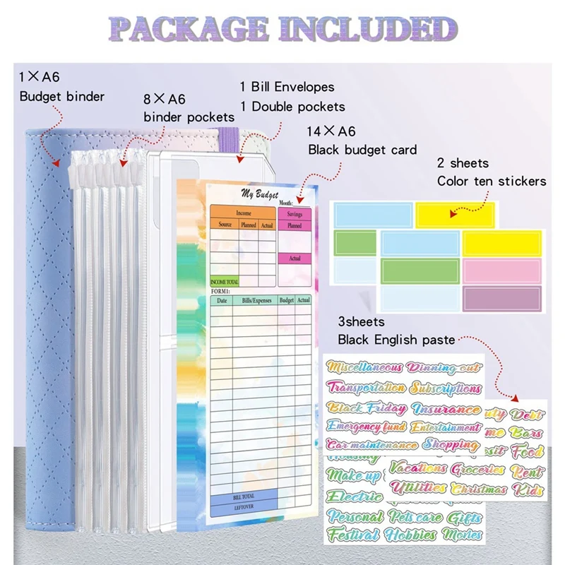 Raccoglitore Macaron sfumato A6 Quaderno a mano in pelle PU Libro a fogli mobili Libro di bilancio in contanti con borsa con cerniera