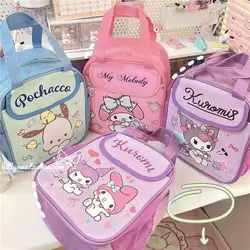 Sanrio urocza torba na Lunch moja melodia Anime Hello Kitty Pochacco Kuromi podróżna termiczna torba śniadaniowa uczeń uczennica prezent torba na żywność