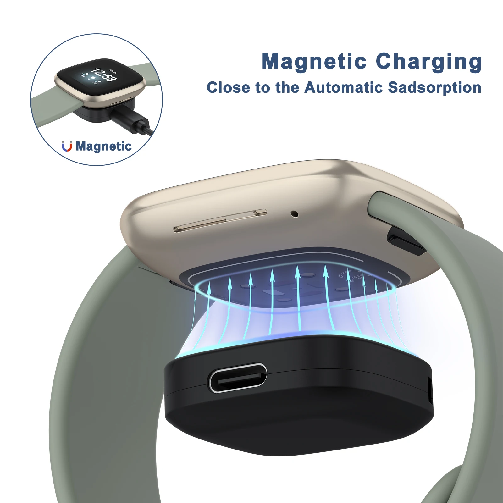 Fitbit Sense/Sense 2/Versa 4/Versa 3용 시계 충전기 헤드 Google Pixel Watch 2/Watch 3 충전기용 스마트워치 충전 케이블