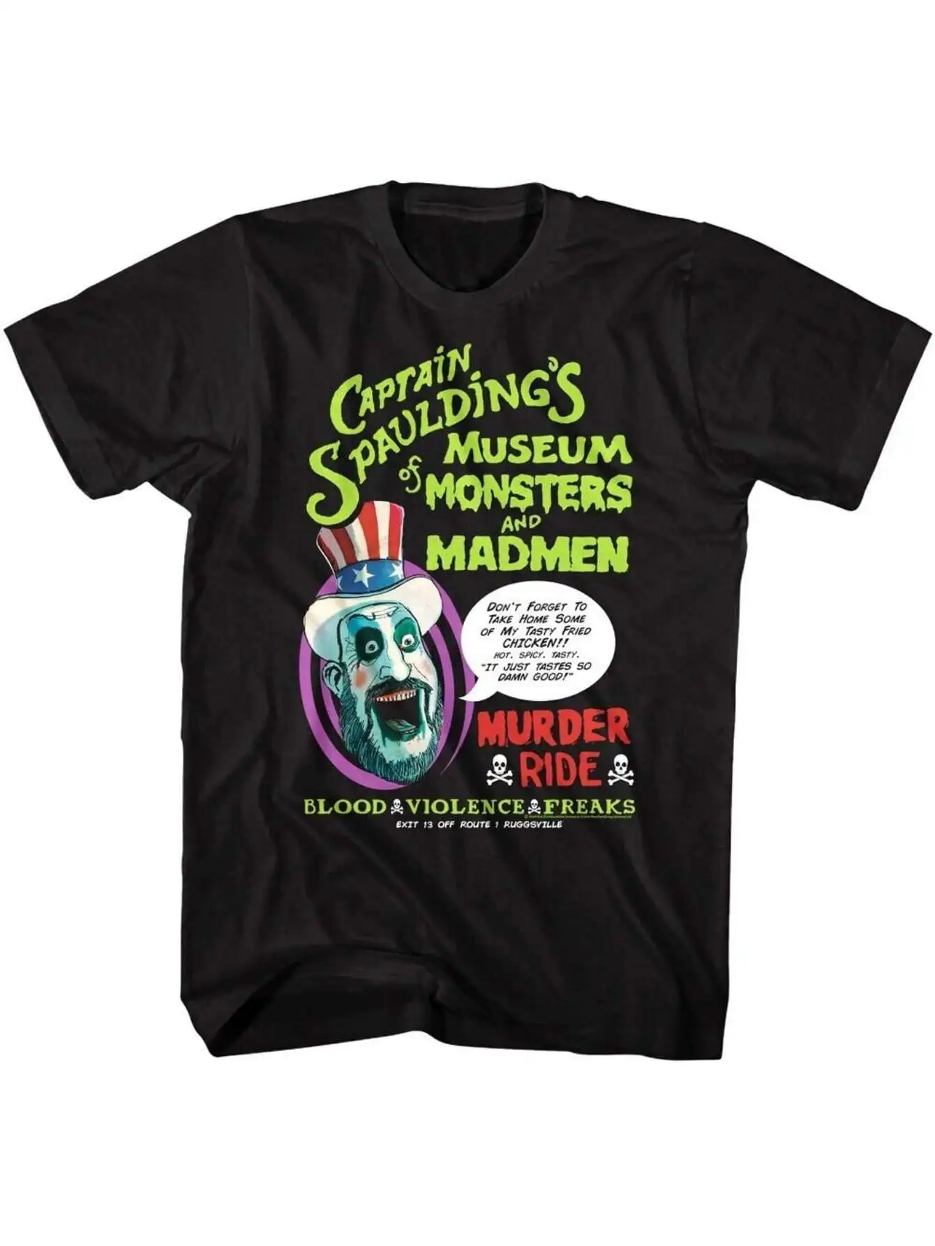 

Captain Spaulding's Museum T-Shirt - Monsters Graphic, Cotton Blend, Casual Outdoor Tee