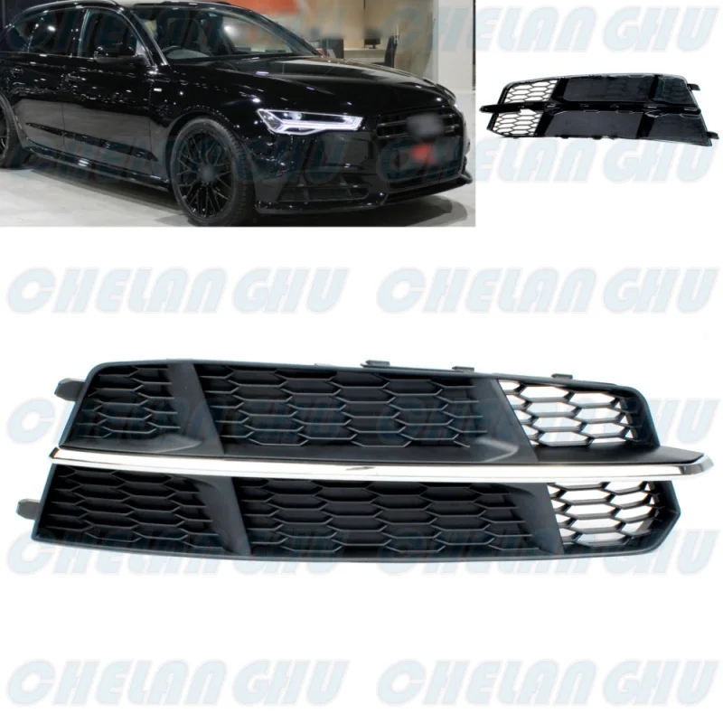 

1pc Right Side All black Fog Light Lamp Grille Cover Without Holes For Audi A6 C7-Sline 2015 2016 2017 2018 4G0807648BB