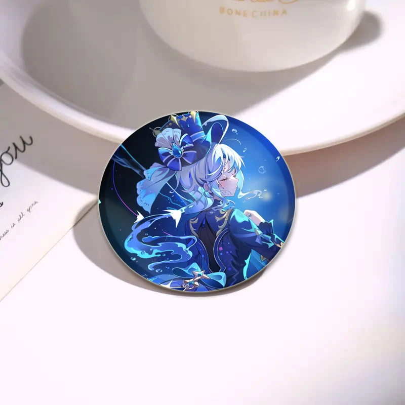 Anime Genshin Impact Pins Cute Cartoon Furina Badge Handmade Tinplate Brooches Breastpin for Backpack Clothes Gift Accessorys