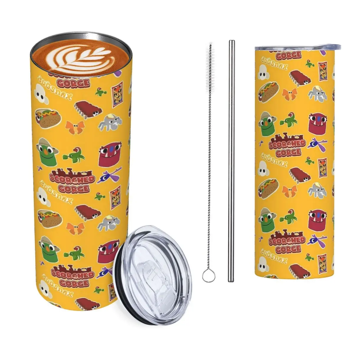 Bugsnax Fan Art Scorched Gorge Stainless Steel Tumbler Vacuum Insulated Mugs Thermal Cold Bottle Straws With Lid 20oz