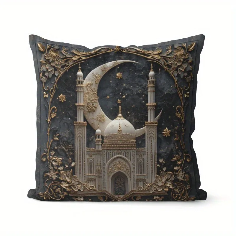 Islamic Mosque Pattern Digital Printed Pillow Covers Pattern Cushion Cover Suitable For Sofa Bedroom Car Pillow Cover
