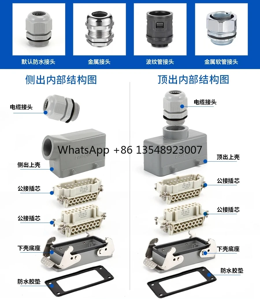 Heavy Duty Connector HE-12 Core 18 Pin 20 Rectangular 32 Hole 40 Aviation Plug 64 Screw Connection