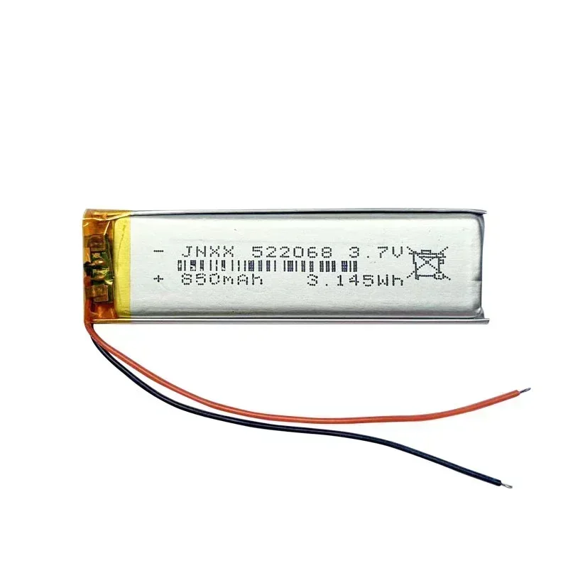 3.7V 850mAh 522068 Rechargeable Li-Polymer Battery for Small Fan Digital LED Light MP3 MP4 Electronic Scale Beauty Instrument