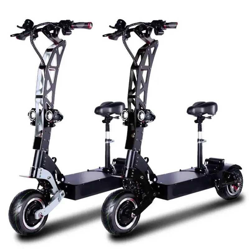 سكوتر كهربائي بإطارات مفرغة ذات دفع مزدوج، 6000 وات 60 فولت 40 أمبير نطاق طويل 120 كم وسرعة تصل إلى 90 كم/ساعة مع مقاعد