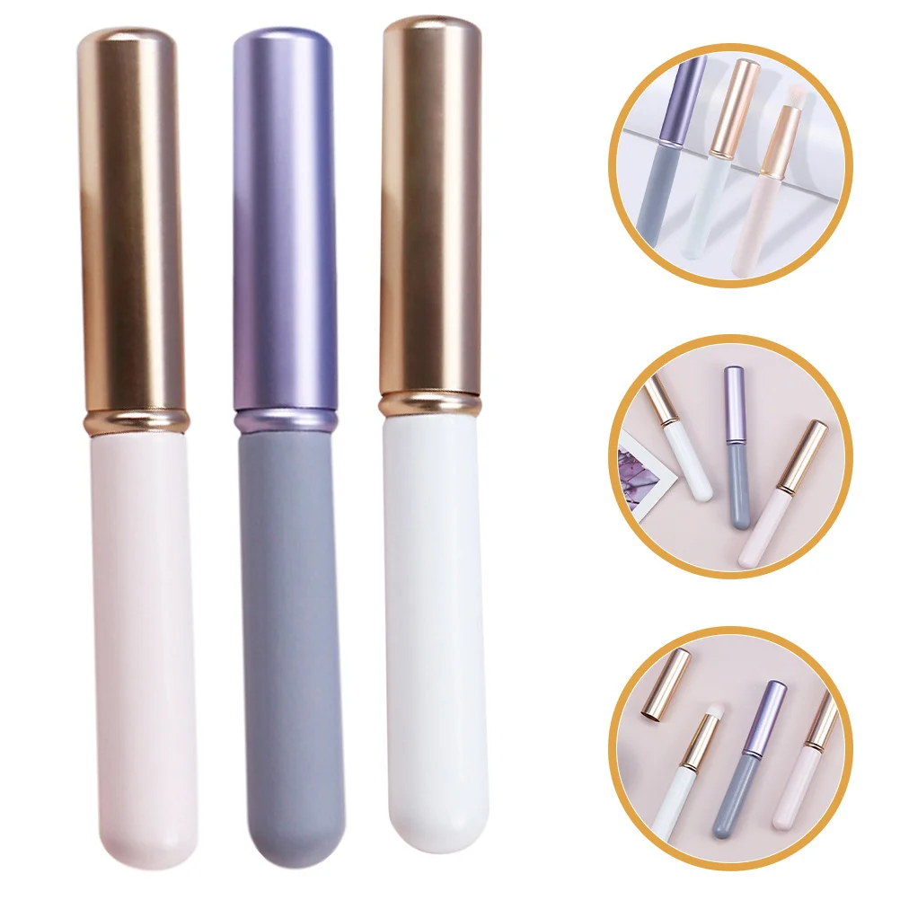 

3pcs Lip Brush Set For Women Soft Durable Makeup Tools Precise Lip Gloss Applicator With Cover Travel Friendly Blush Concealer