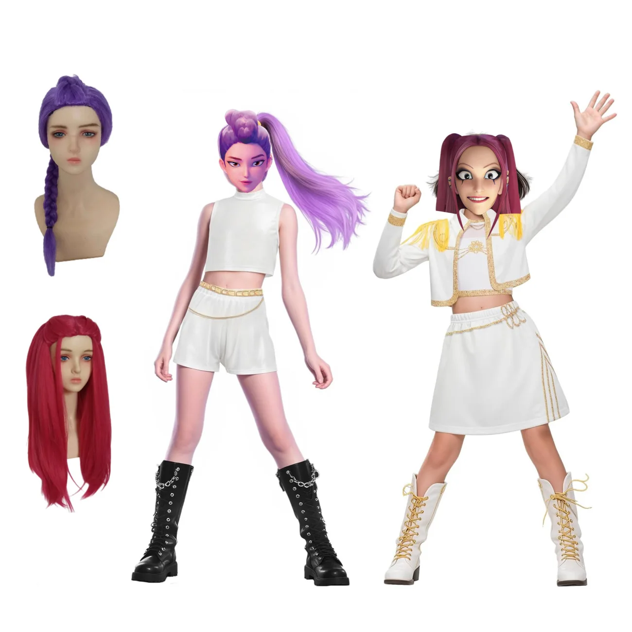 

Anime Kids Demon Hunters KPop Cosplay Costume Rumi Mira Zoey White Singing Suit Girls Halloween Carnival Party Role Playing