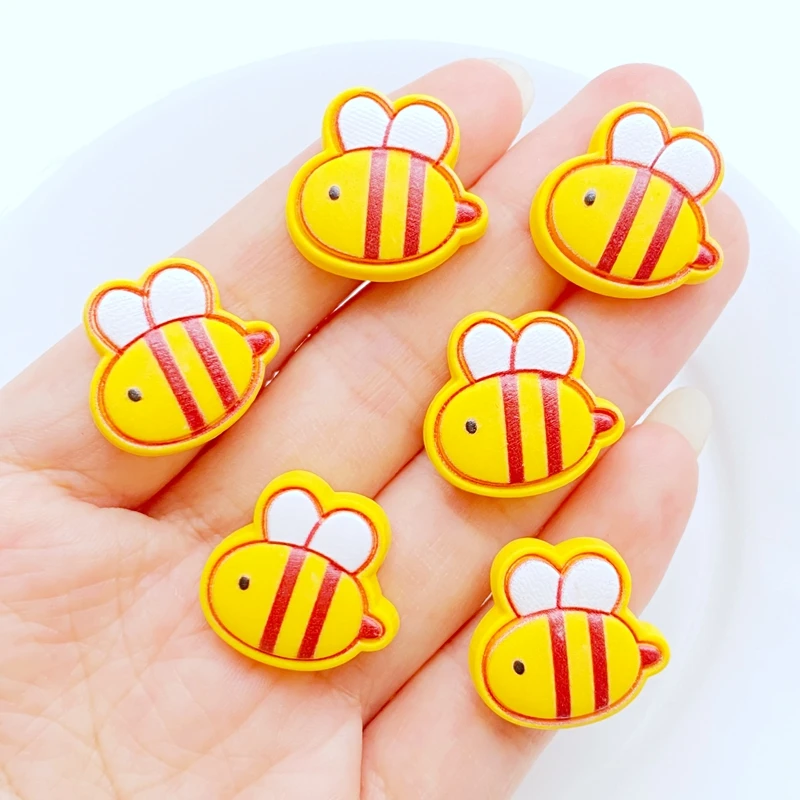 10Pcs New Cute Mini 19*20mm Cartoon Honeybee Flat Back Resin Cabochons Scrapbooking DIY Jewelry Craft Decoration Accessories