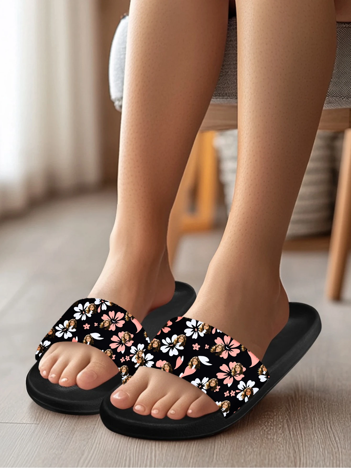 Customized women's slippers Customized text slippers Personalized fun text pictures Customized gifts for family and friends