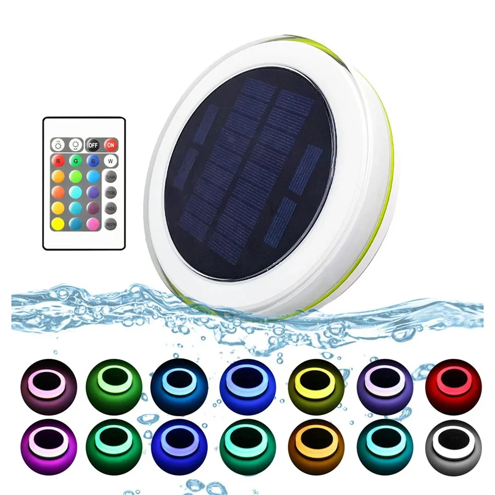 RGB Color Solar Floating Swimming Pool Light IP68 Waterproof with Remote Controller for Bathtub, Party,Fountain