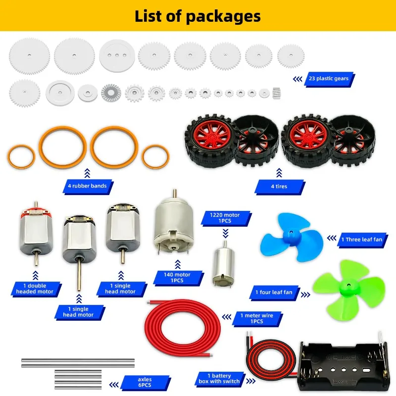 Electric DC TT Motors Kit Plastic Gears with Mini RC Motor 1.5-3V 15000RPM Electronic Wire Shaft Propeller for DIY Toys Projects