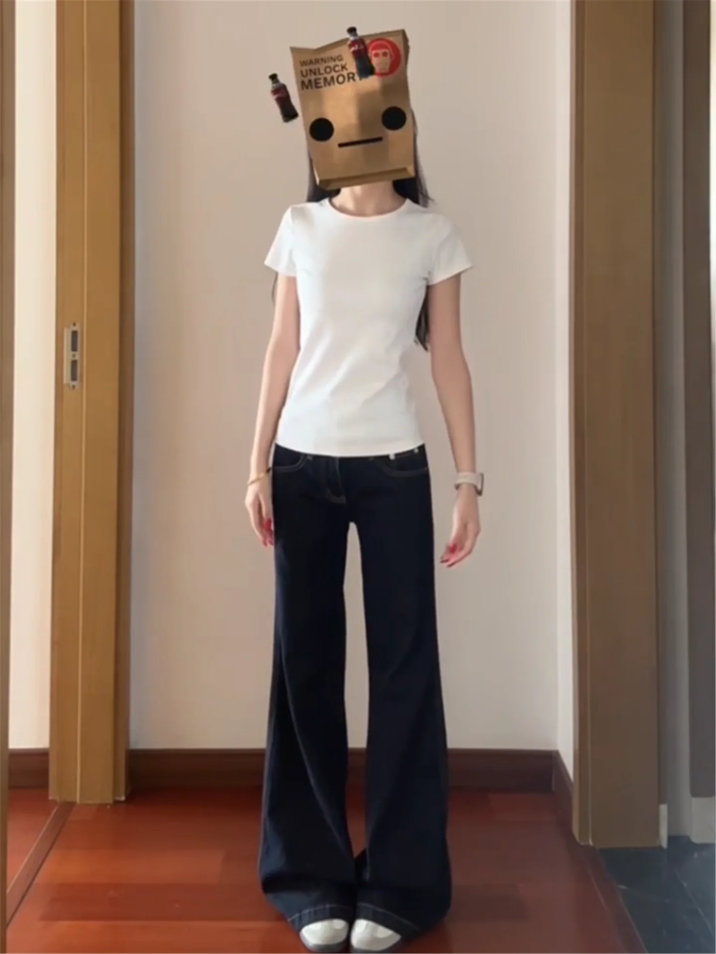 

Джинсы женские удлиненные винтажные темно-синие с низкой посадкой, расклешенные, свободного кроя, для высоких, визуально стройнящие, длиной в пол, повседневные, из хлопкового денима