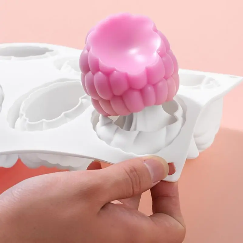 New 6 Cavity Raspberry Mousse Cake Baking Mold Fruit Shaped Dessert Silicone Mold For Chocolate Pudding Decorating Tools 1PC view 3