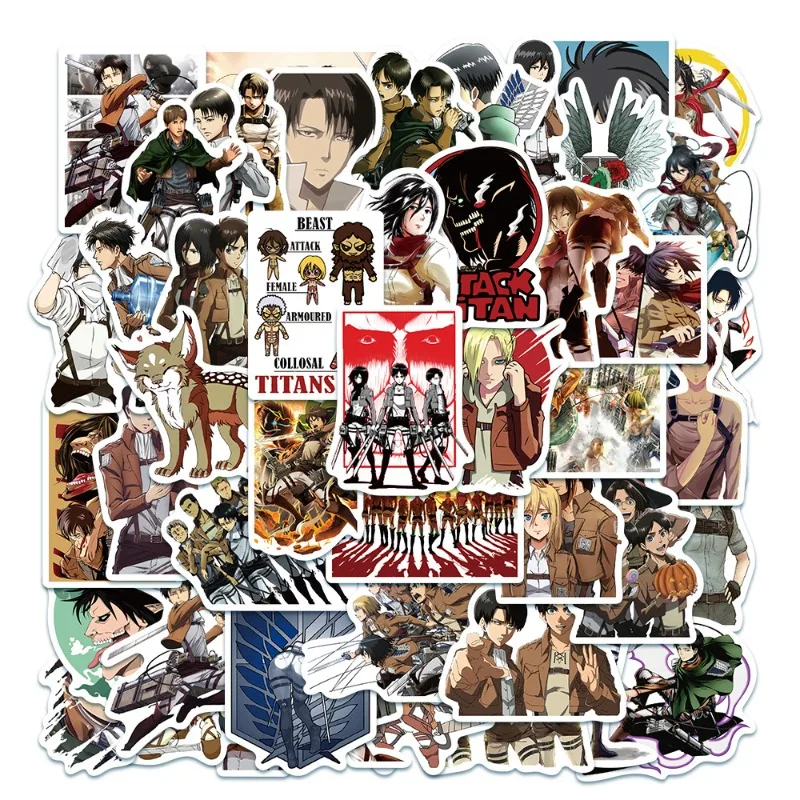 50pcs Anime Attack on Titan Stickers Water Cup Suitcase Laptop Mobile Phone Skateboard Stationery DIY Decorative Stickers