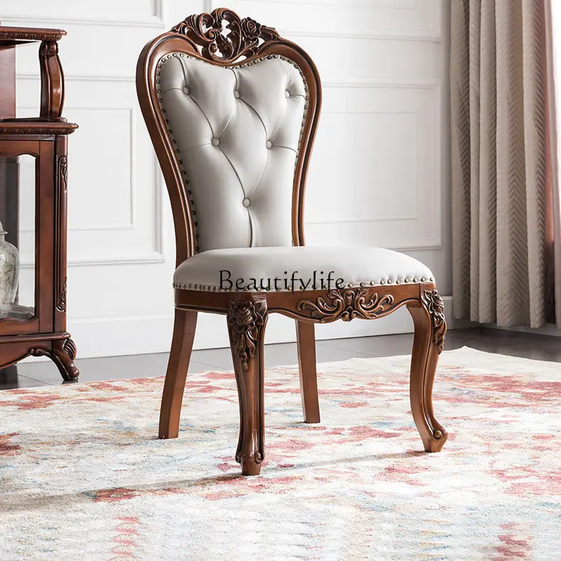 

American all-solid wood back chair European study armchair