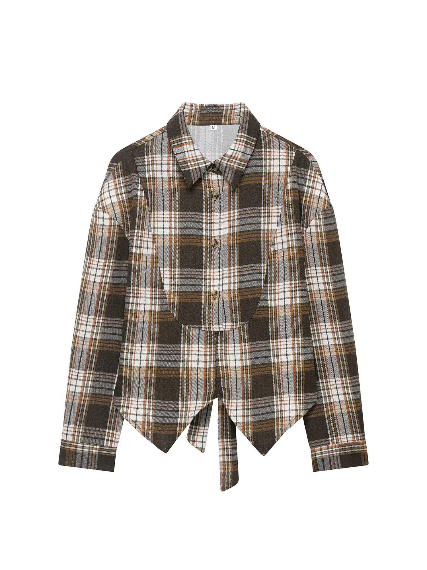 

Женские коричневые рубашки-блузки в клетку в стиле Y2K, винтажные, в корейском стиле 2000-х, элегантные, с длинным рукавом, модная одежда для женщин, весна 2026