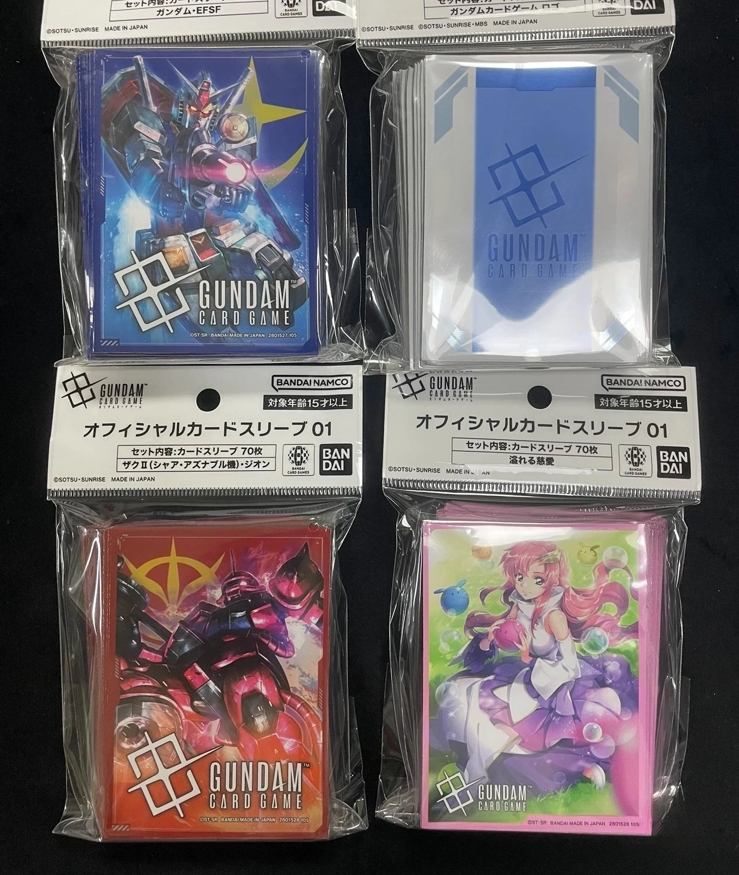 

70PCS Genuine GUNDAM Game Card Sleeves E.F.S.F ZAKU II CHAR'S CUSTOM Figures OPCG PTCG Trading Cards Protector Case 66X92MM