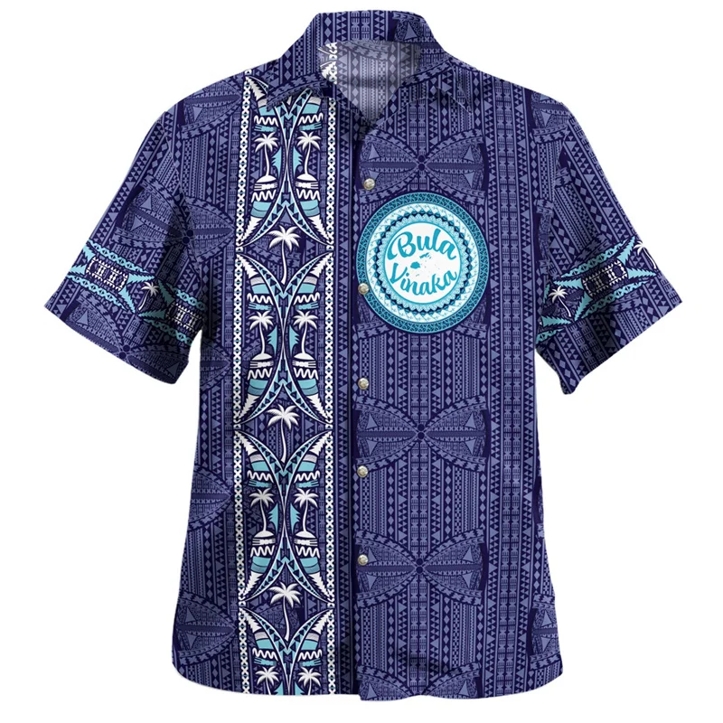 Hawaiian Summer 3D BULA FIJI Flag Emblem Printing Shirts Men Philippines Coat Of Arm Graphic Short Sleeves Fashion Clothing