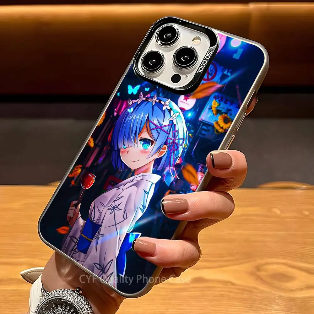 Anime R-Re Z-Zero R-Rem Telefoon Case Voor Apple 11 12 13 14 15 16 Pro max Plus Bescherm Plating Telefoon Cover