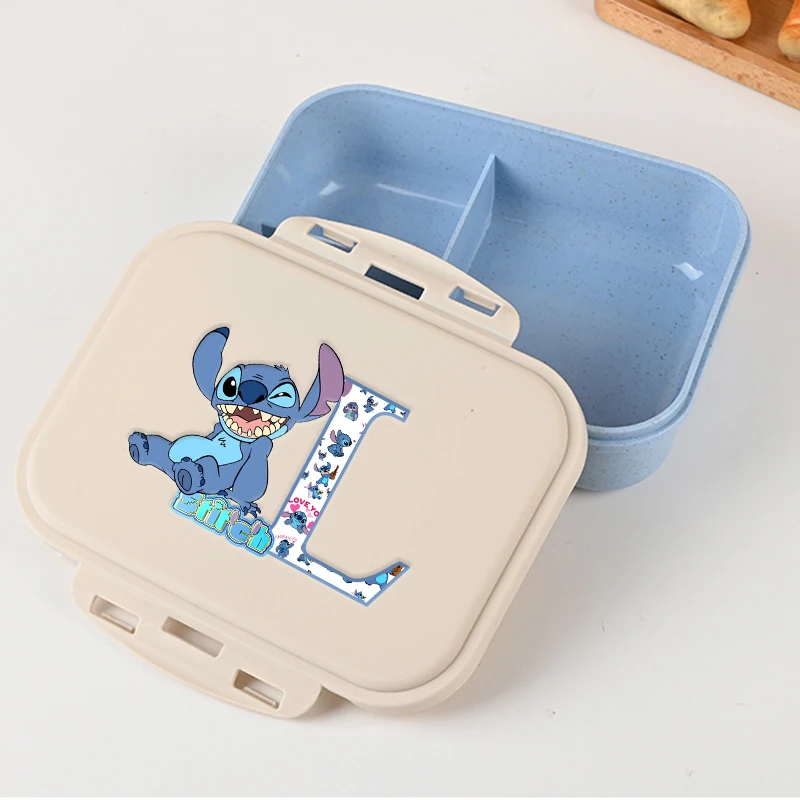 Lilo & Stitch Ланч-бокс с буквами Kawaii для девочек и мальчиков, портативные коробки для бенто, студенческие герметичные коробки для еды, однослойная емкость, подарок для детей